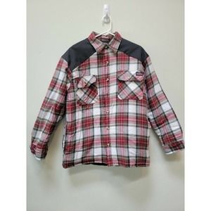 Dickies Lined Flannel Mens Size M Quilted Lined Red Green White Plaid Jacket
